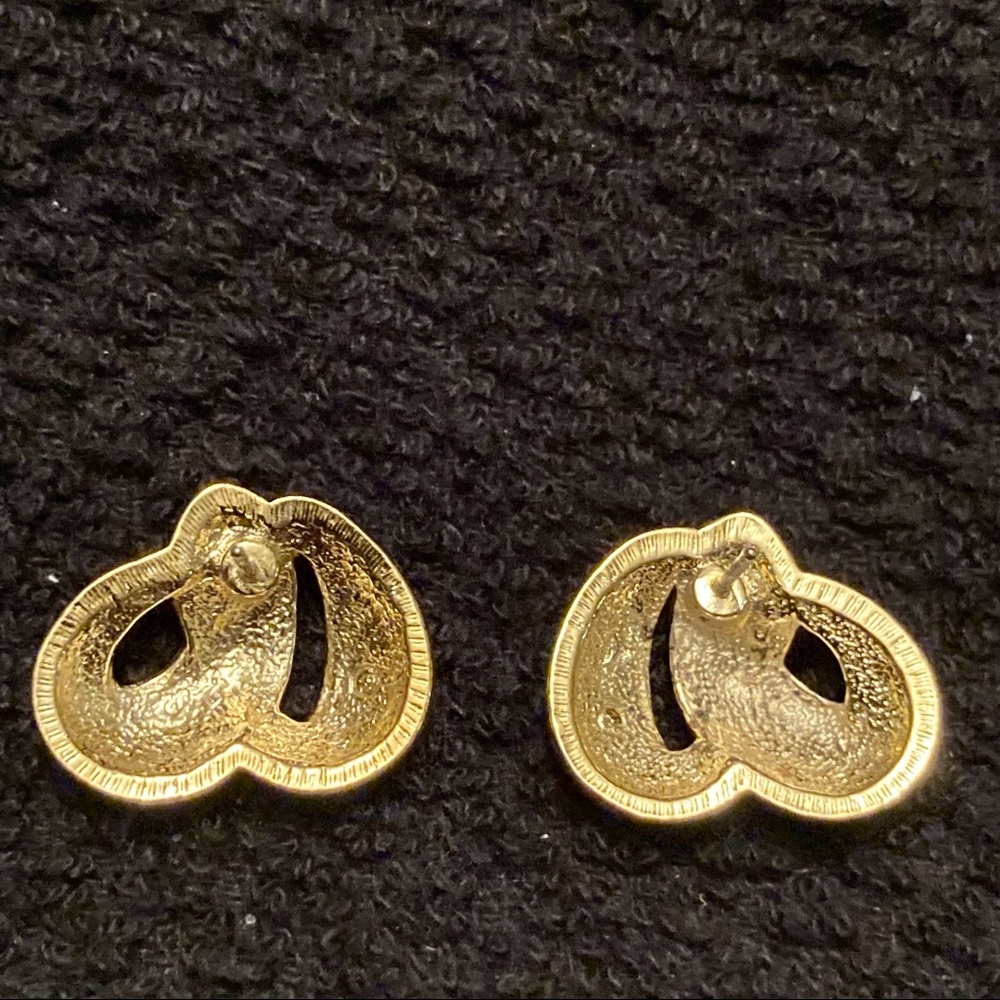 Vintage Swirl Gold Toned Pierced Earrings - Picture 2 of 9